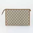 GUCCI GG Plus Supreme Clutch Bag PVC Leather 2 Set Beige Auth 165135-3