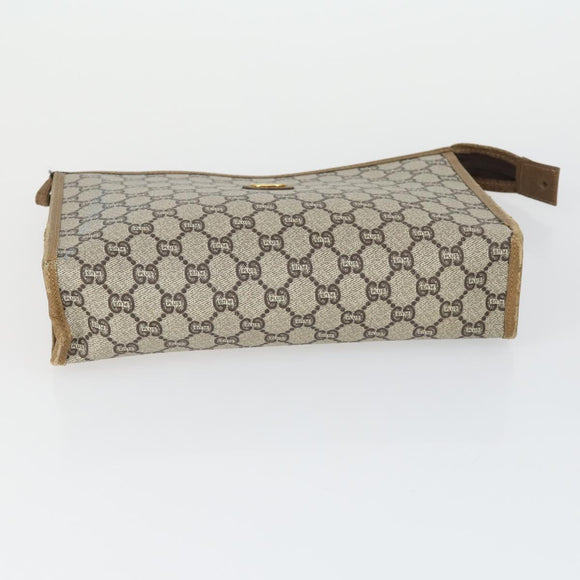 GUCCI GG Plus Supreme Clutch Bag PVC Leather 2 Set Beige Auth 165135