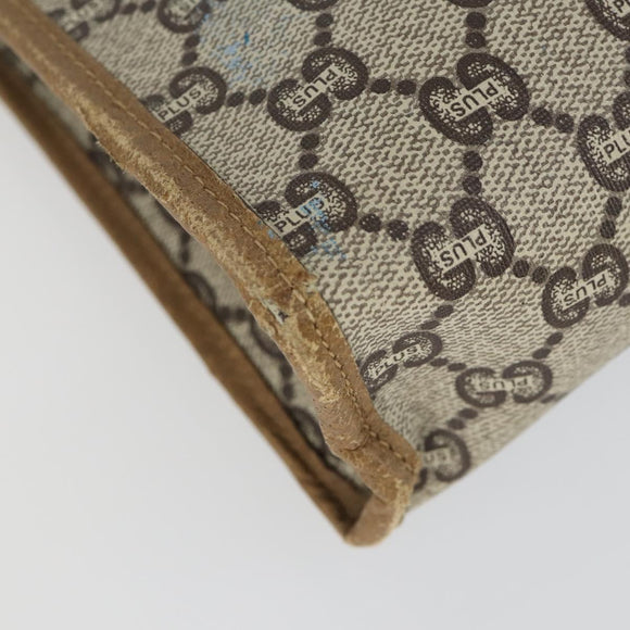 GUCCI GG Plus Supreme Clutch Bag PVC Leather 2 Set Beige Auth 165135