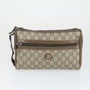 GUCCI GG Plus Supreme Clutch Bag PVC Leather 2 Set Beige Auth 165135-9
