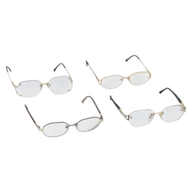 SAINT LAURENT Glasses plastic 4 Set Black Gold Auth 165142