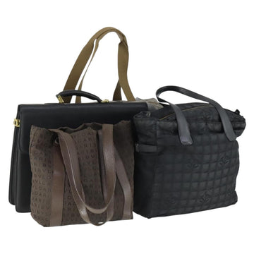 BVLGARI BALLY CHANEL SAINT LAURENT Bag Nylon Leather 4 Set Black Auth 165147