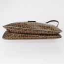 FENDI Zucchino Canvas Mamma Baguette Shoulder Bag PVC Brown Gold Auth 165168-6