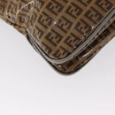 FENDI Zucchino Canvas Mamma Baguette Shoulder Bag PVC Brown Gold Auth 165168-16