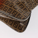 FENDI Zucchino Canvas Mamma Baguette Shoulder Bag PVC Brown Gold Auth 165168-17