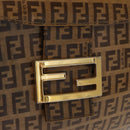 FENDI Zucchino Canvas Mamma Baguette Shoulder Bag PVC Brown Gold Auth 165168-18