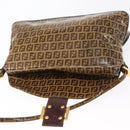 FENDI Zucchino Canvas Mamma Baguette Shoulder Bag PVC Brown Gold Auth 165168-20