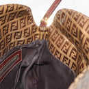FENDI Zucchino Canvas Mamma Baguette Shoulder Bag PVC Brown Gold Auth 165168-22