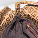 FENDI Zucchino Canvas Mamma Baguette Shoulder Bag PVC Brown Gold Auth 165168-23