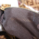 FENDI Zucchino Canvas Mamma Baguette Shoulder Bag PVC Brown Gold Auth 165168-12