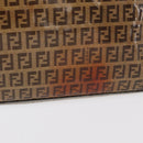 FENDI Zucchino Canvas Mamma Baguette Shoulder Bag PVC Brown Gold Auth 165168-3