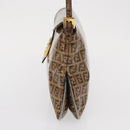 FENDI Zucchino Canvas Mamma Baguette Shoulder Bag PVC Brown Gold Auth 165168-4