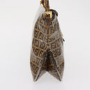 FENDI Zucchino Canvas Mamma Baguette Shoulder Bag PVC Brown Gold Auth 165168-5