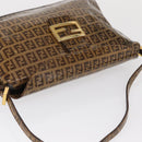 FENDI Zucchino Canvas Mamma Baguette Shoulder Bag PVC Brown Gold Auth 165168-7