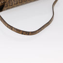 FENDI Zucchino Canvas Mamma Baguette Shoulder Bag PVC Brown Gold Auth 165168-8
