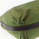 PRADA Shoulder Bag Nylon Leather Khaki Gold Auth 165173-14