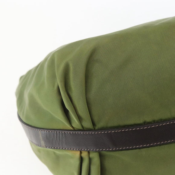 PRADA Shoulder Bag Nylon Leather Khaki Gold Auth 165173