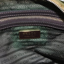 PRADA Shoulder Bag Nylon Leather Khaki Gold Auth 165173-18