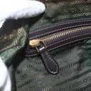 PRADA Shoulder Bag Nylon Leather Khaki Gold Auth 165173-19