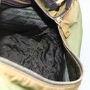 PRADA Shoulder Bag Nylon Leather Khaki Gold Auth 165173-20