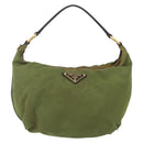 PRADA Shoulder Bag Nylon Leather Khaki Gold Auth 165173-13