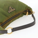 PRADA Shoulder Bag Nylon Leather Khaki Gold Auth 165173-7