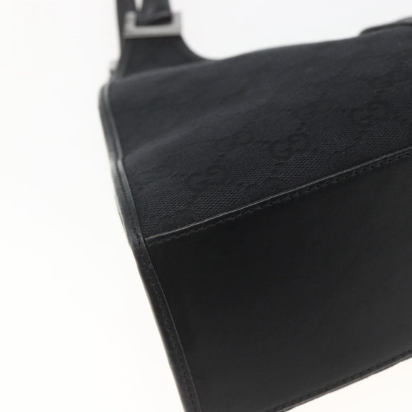 GUCCI GG Canvas Jackie Shoulder Bag Black Silver 01719 Auth 165174V