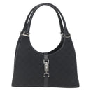GUCCI GG Canvas Jackie Shoulder Bag Black Silver 01719 Auth 165174V-13