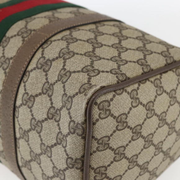 GUCCI GG Supreme Web Sherry Line Boston Bag PVC Beige Gold 39 02 007 Auth 165177