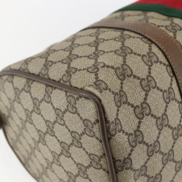 GUCCI GG Supreme Web Sherry Line Boston Bag PVC Beige Gold 39 02 007 Auth 165177
