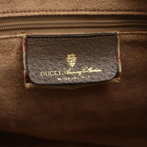 GUCCI GG Supreme Web Sherry Line Boston Bag PVC Beige Gold 39 02 007 Auth 165177