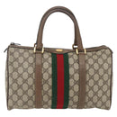 GUCCI GG Supreme Web Sherry Line Boston Bag PVC Beige Gold 39 02 007 Auth 165177-2