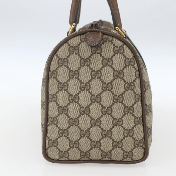 GUCCI GG Supreme Web Sherry Line Boston Bag PVC Beige Gold 39 02 007 Auth 165177