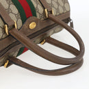 GUCCI GG Supreme Web Sherry Line Boston Bag PVC Beige Gold 39 02 007 Auth 165177-7