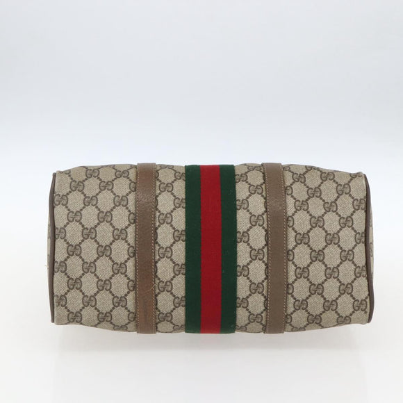 GUCCI GG Supreme Web Sherry Line Boston Bag PVC Beige Gold 39 02 007 Auth 165177