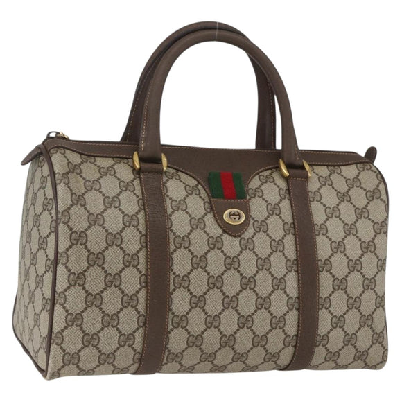 GUCCI GG Supreme Web Sherry Line Bag PVC Beige Gold 40 02 007 Auth 165178