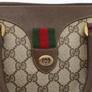 GUCCI GG Supreme Web Sherry Line Bag PVC Beige Gold 40 02 007 Auth 165178-15