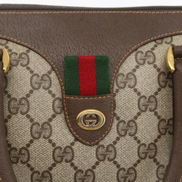 GUCCI GG Supreme Web Sherry Line Bag PVC Beige Gold 40 02 007 Auth 165178