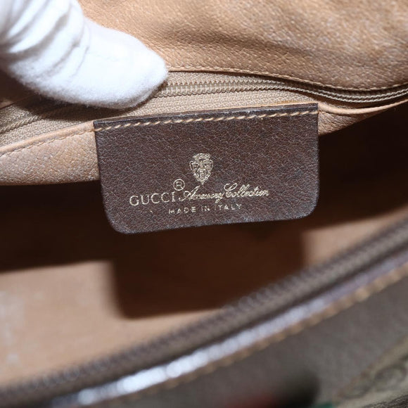 GUCCI GG Supreme Web Sherry Line Bag PVC Beige Gold 40 02 007 Auth 165178