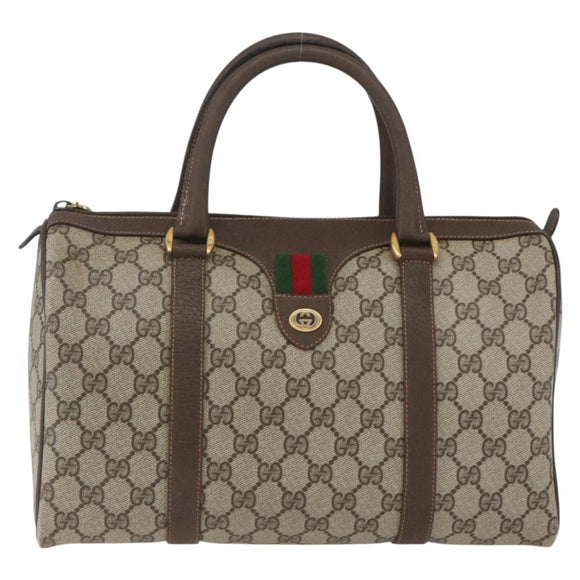 GUCCI GG Supreme Web Sherry Line Bag PVC Beige Gold 40 02 007 Auth 165178