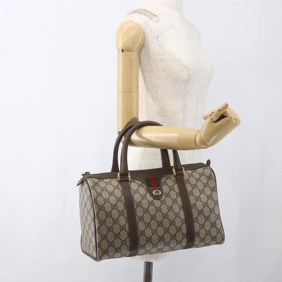 GUCCI GG Supreme Web Sherry Line Bag PVC Beige Gold 40 02 007 Auth 165178