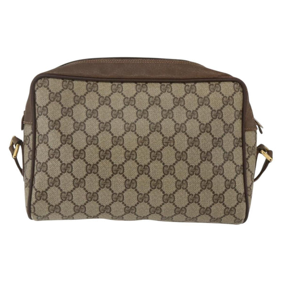 GUCCI GG Supreme Web Sherry Line Bag PVC Beige Gold 56 02 088 Auth 165182
