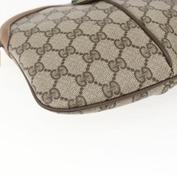 GUCCI GG Supreme Web Sherry Line Bag PVC Beige Gold 98 02 047 Auth 165184