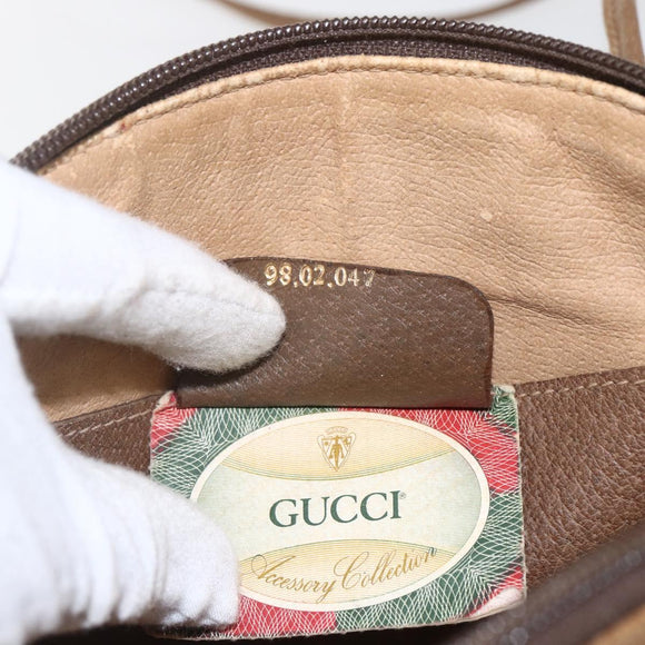 GUCCI GG Supreme Web Sherry Line Bag PVC Beige Gold 98 02 047 Auth 165184