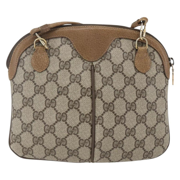 GUCCI GG Supreme Web Sherry Line Bag PVC Beige Gold 98 02 047 Auth 165184