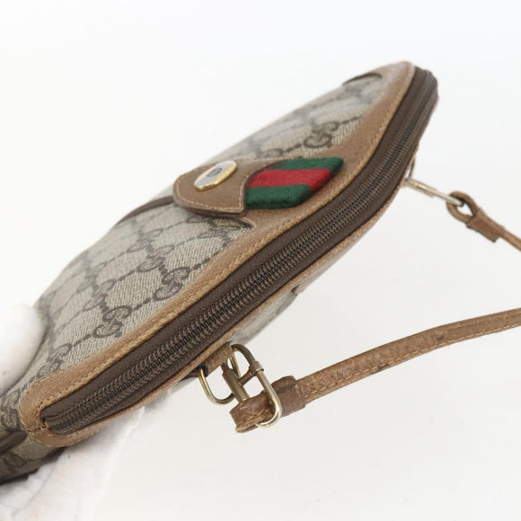 GUCCI GG Supreme Web Sherry Line Bag PVC Beige Gold 98 02 047 Auth 165184