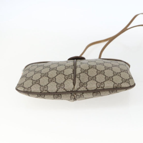 GUCCI GG Supreme Web Sherry Line Bag PVC Beige Gold 98 02 047 Auth 165184