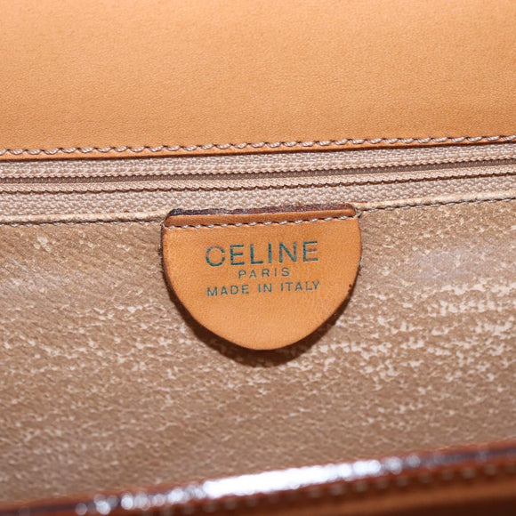 CELINE Macadam Canvas Hand Bag PVC Leather Brown Gold Auth 165186