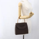 CELINE Macadam Canvas Hand Bag PVC Leather Brown Gold Auth 165186-23