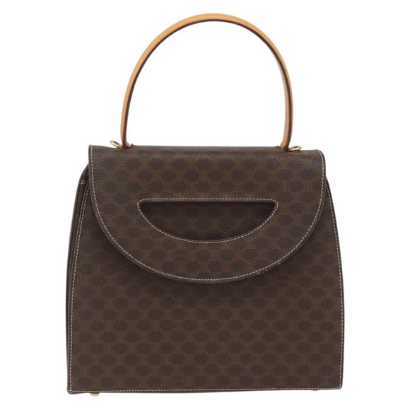 CELINE Macadam Canvas Hand Bag PVC Leather Brown Gold Auth 165186